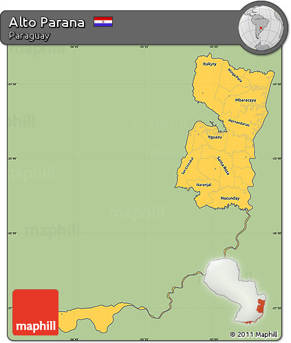 Savanna Style Simple Map of Alto Parana, cropped outside