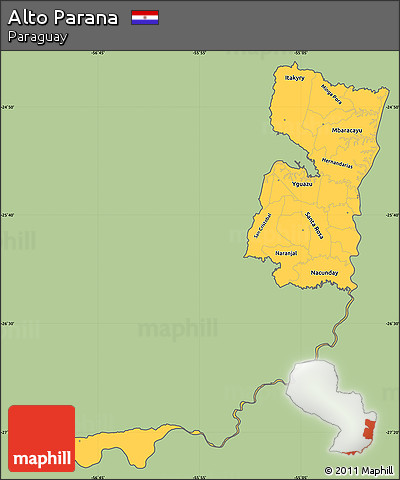 Savanna Style Simple Map of Alto Parana, cropped outside