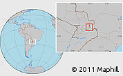 Gray Location Map of Yguazu (Lago)