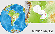 Physical Location Map of Yguazu (Lago), highlighted country, within the entire country
