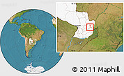 Satellite Location Map of Yguazu (Lago), highlighted country