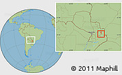 Savanna Style Location Map of Yguazu (Lago), within the entire country