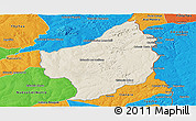 Shaded Relief Panoramic Map of Capitan Bado, political outside