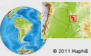 Physical Location Map of Amambay, within the entire country