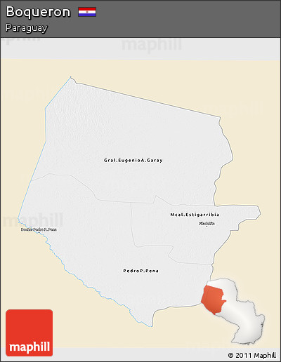 Classic Style 3D Map of Boqueron, single color outside