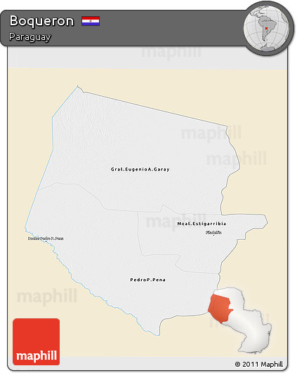 Classic Style 3D Map of Boqueron, single color outside