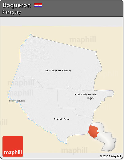 Classic Style 3D Map of Boqueron, single color outside