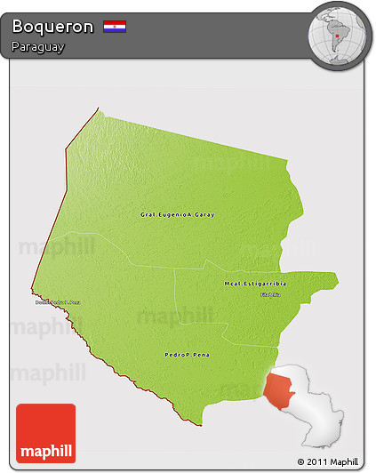 Physical 3D Map of Boqueron, cropped outside