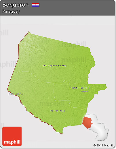 Physical 3D Map of Boqueron, cropped outside
