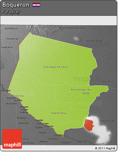 Physical 3D Map of Boqueron, darken, desaturated