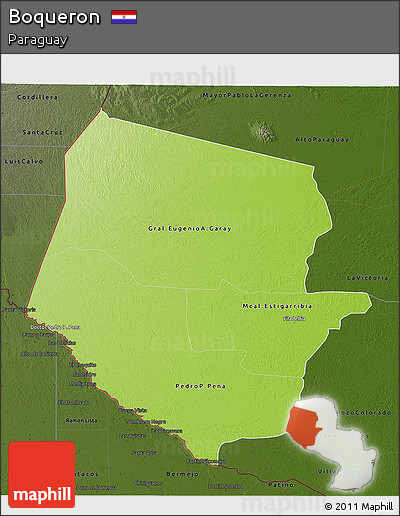 Physical 3D Map of Boqueron, darken
