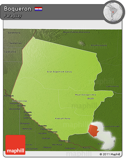 Physical 3D Map of Boqueron, darken