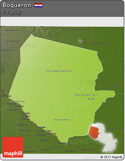 Physical 3D Map of Boqueron, darken
