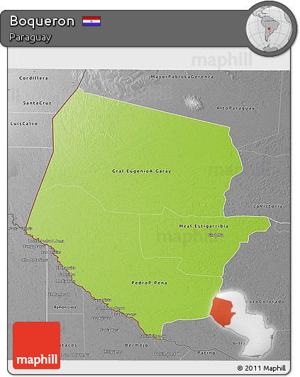 Physical 3D Map of Boqueron, desaturated