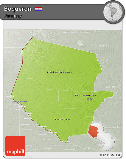 Physical 3D Map of Boqueron, lighten, semi-desaturated