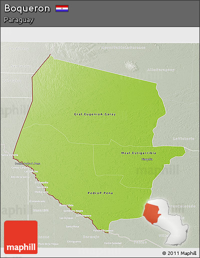 Physical 3D Map of Boqueron, lighten, semi-desaturated