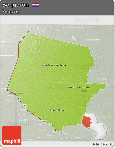 Physical 3D Map of Boqueron, lighten, semi-desaturated