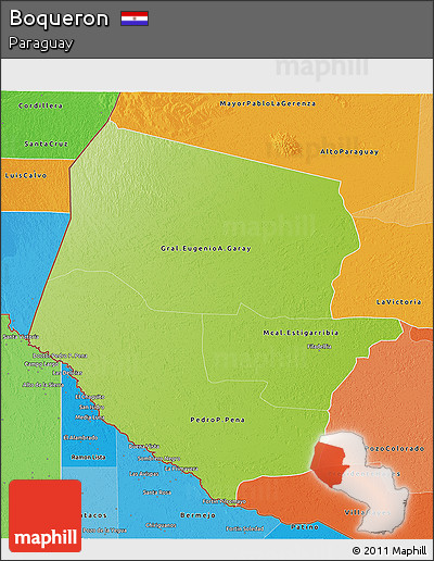 Physical 3D Map of Boqueron, political shades outside