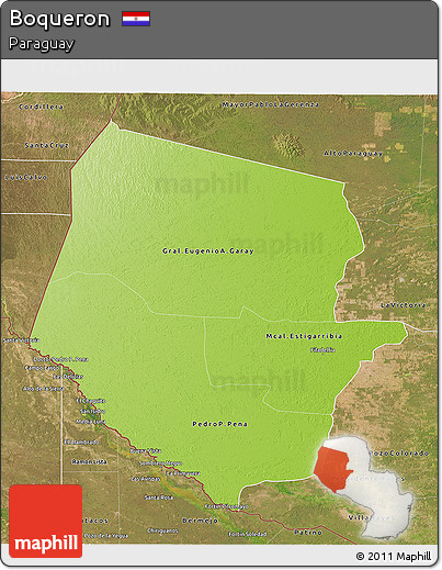 Physical 3D Map of Boqueron, satellite outside