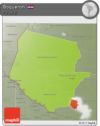 Physical 3D Map of Boqueron, semi-desaturated
