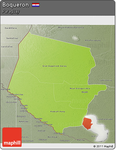 Physical 3D Map of Boqueron, semi-desaturated