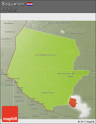 Physical 3D Map of Boqueron, semi-desaturated