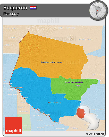 Political 3D Map of Boqueron, lighten