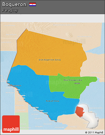Political 3D Map of Boqueron, lighten