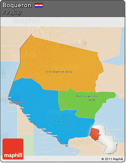 Political 3D Map of Boqueron, lighten