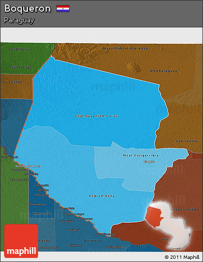 Political Shades 3D Map of Boqueron, darken
