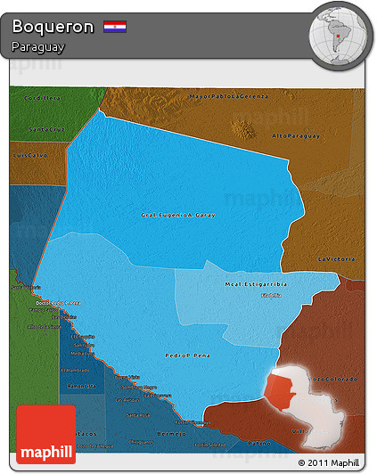 Political Shades 3D Map of Boqueron, darken