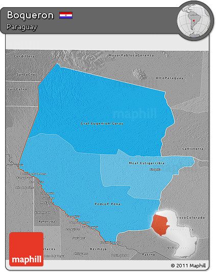 Political Shades 3D Map of Boqueron, desaturated