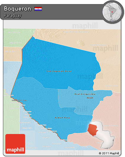 Political Shades 3D Map of Boqueron, lighten