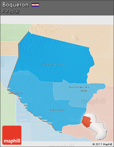 Political Shades 3D Map of Boqueron, lighten