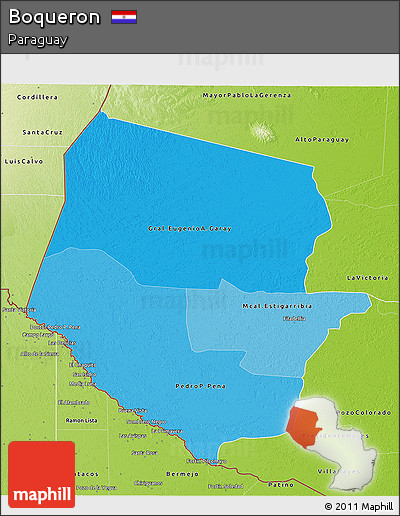 Political Shades 3D Map of Boqueron, physical outside