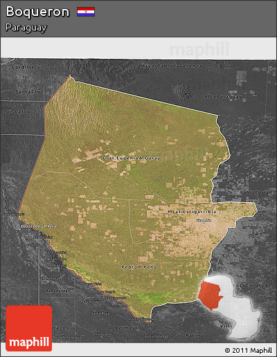 Satellite 3D Map of Boqueron, darken, desaturated