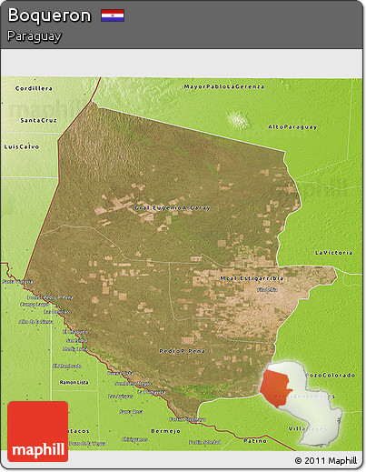 Satellite 3D Map of Boqueron, physical outside
