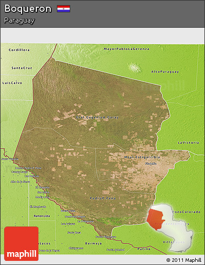 Satellite 3D Map of Boqueron, physical outside