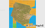 Satellite 3D Map of Boqueron, political outside
