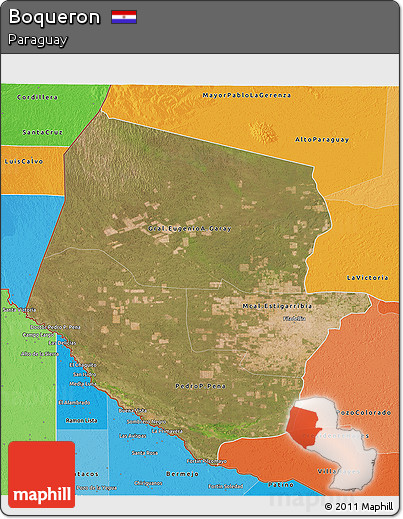 Satellite 3D Map of Boqueron, political shades outside