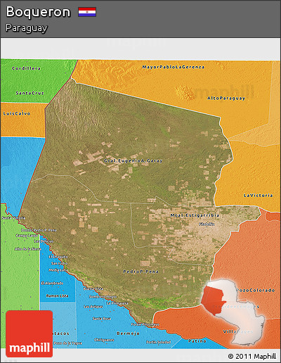 Satellite 3D Map of Boqueron, political shades outside