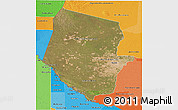 Satellite 3D Map of Boqueron, political shades outside