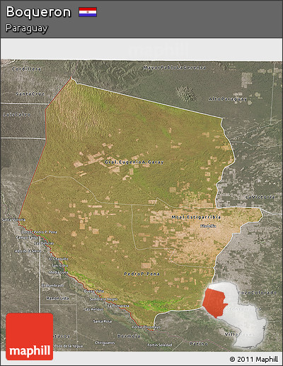 Satellite 3D Map of Boqueron, semi-desaturated