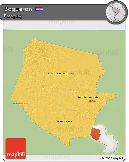 Savanna Style 3D Map of Boqueron, single color outside