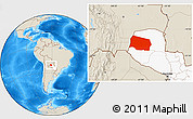 Shaded Relief Location Map of Gral. Eugenio A. Garay, highlighted country