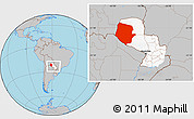 Gray Location Map of Boqueron, highlighted country, within the entire country