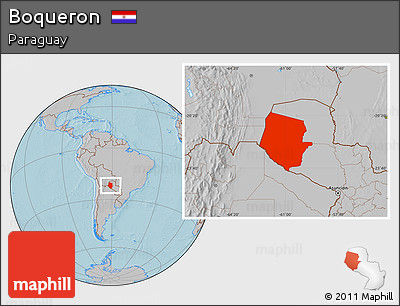 Gray Location Map of Boqueron, hill shading