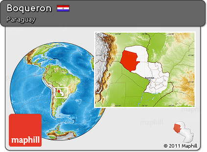 Physical Location Map of Boqueron, highlighted country, within the entire country