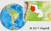 Physical Location Map of Boqueron, highlighted country, within the entire country