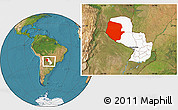 Satellite Location Map of Boqueron, highlighted country, within the entire country